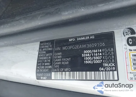 2019 Mercedes-Benz Metris from USA, damaged, VIN WD3PG2EA9K3609106